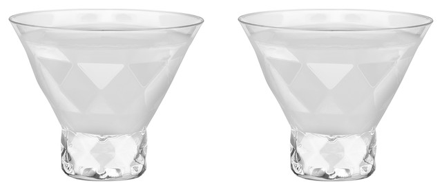 Raye Gem Crystal Martini Glasses Set Of 2 Traditional Cocktail Glasses By True Brands Houzz
