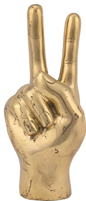 Sculpture Statue Peace Sign Hand Brass Contemporary Decorative Objects And Figurines By Euroluxhome Houzz