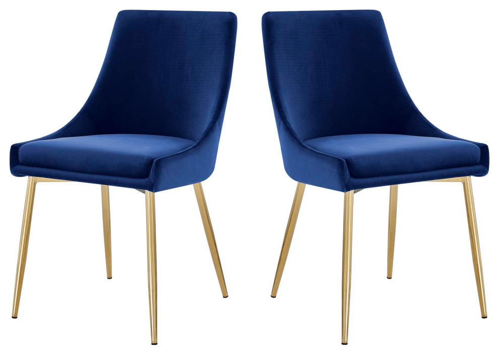 Modway Viscount Performance Velvet Dining Chairs Set of 2 by Trio