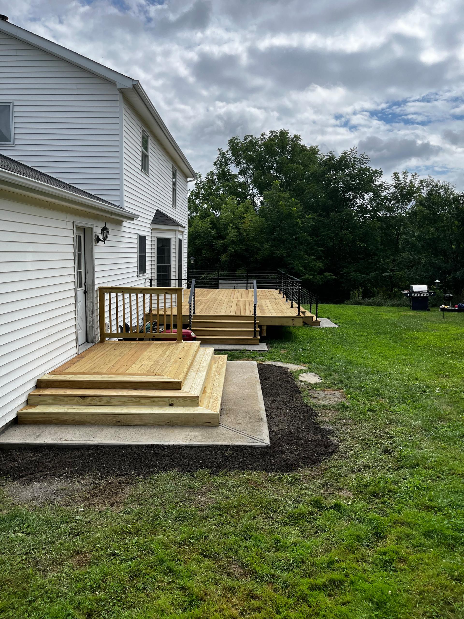 Pressure Treated Wood  Deck with Cable Rail System