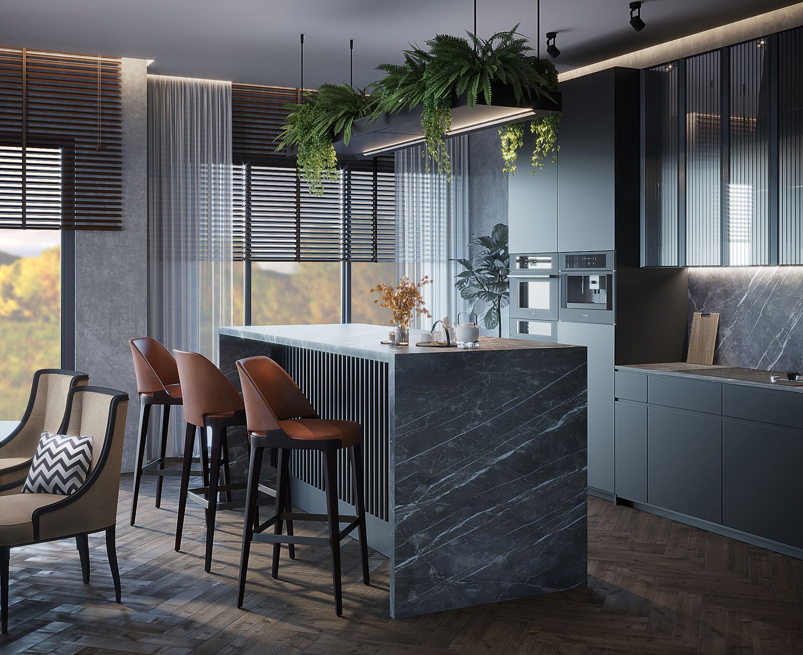 Зона кухни-столовой. Подмосковье. Частное домовладение.