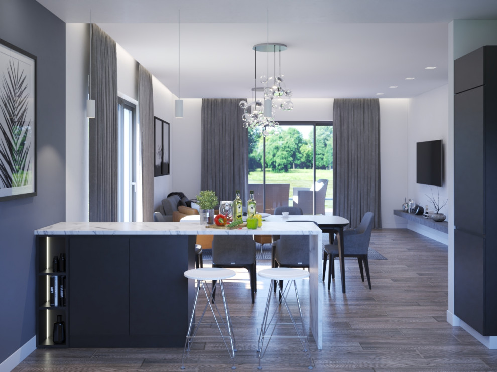 Гостиная совмещенная с кухней