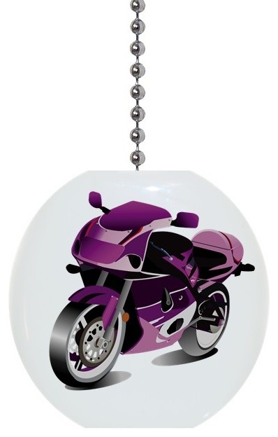 Purple Motorcycle Ceiling Fan Pull