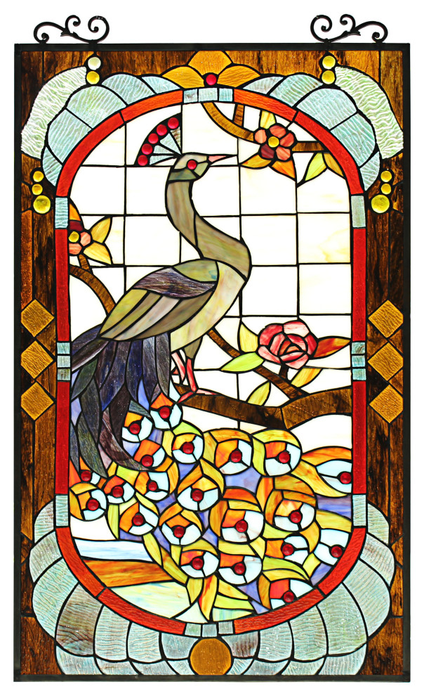 CHLOE Lighting PHOENIX TiffanyStyle Animal Stained Glass Panel