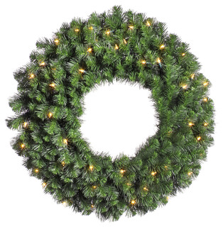Douglas Fir Wreath, 36", Clear Lights
