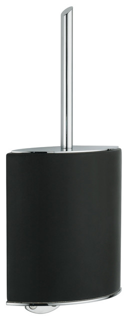 Glam Wall Mounted Toilet Brush Holder, Black Ceramic