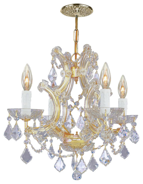 4-Lights Gold Crystal Chandelier Draped (Spectra)