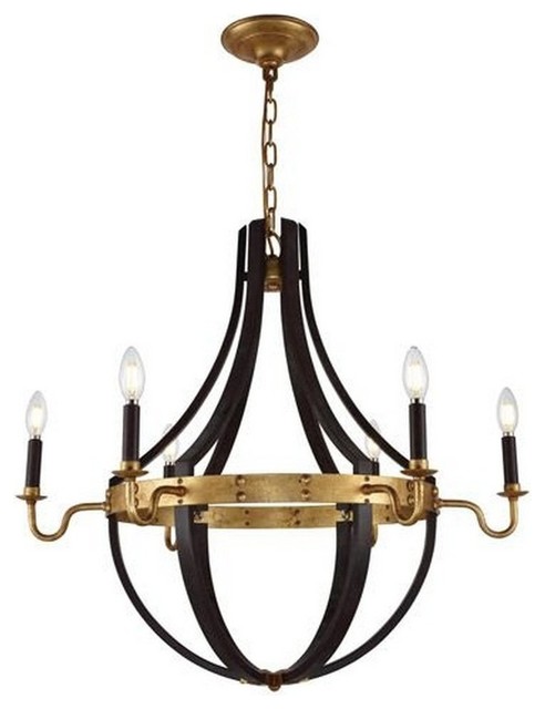 Elegant Lighting Woodland Collection Chandelier, Saddle Rust/Golden Iron