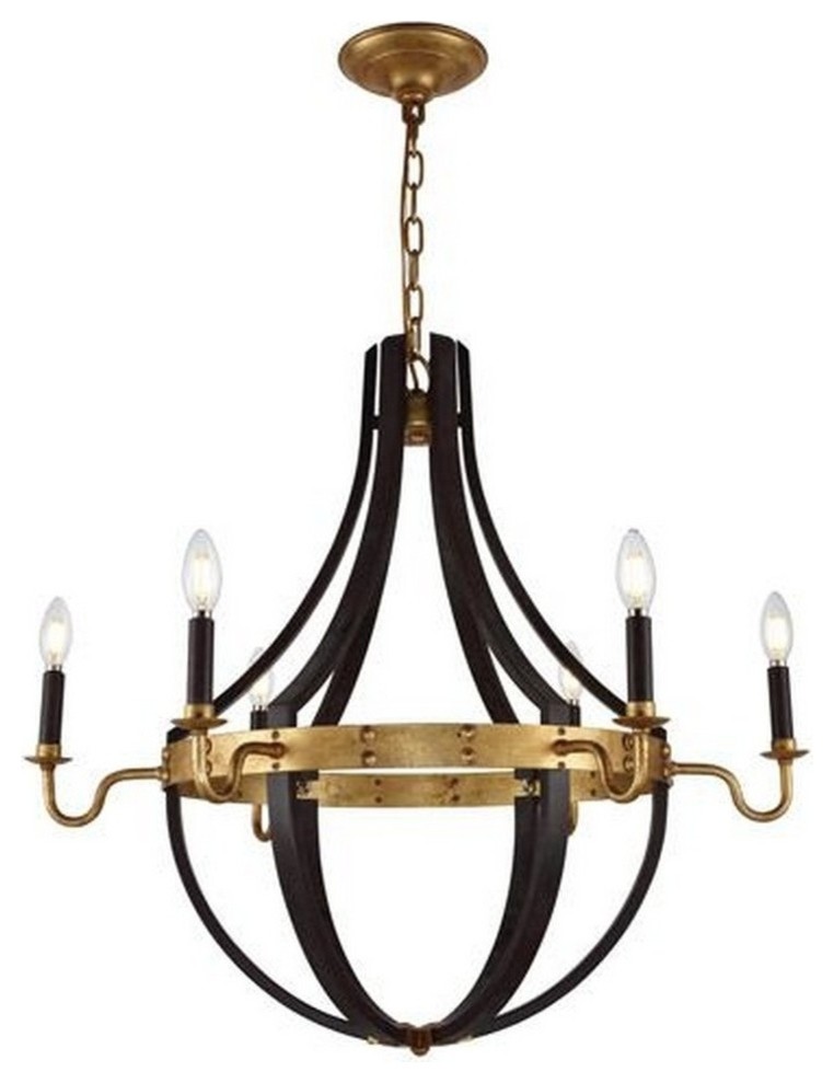 Elegant Lighting Woodland Collection Chandelier, Saddle Rust/Golden Iron