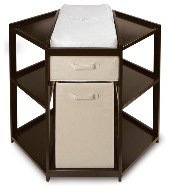 Badger Basket Co. Diaper Corner Baby Changing Table With Hamper And