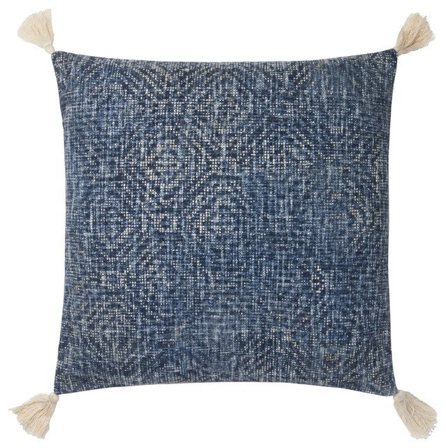 Loloi Cotton Accent Pillow, Blue, 22 x22 Contemporary Decorative Pillows by HedgeApple