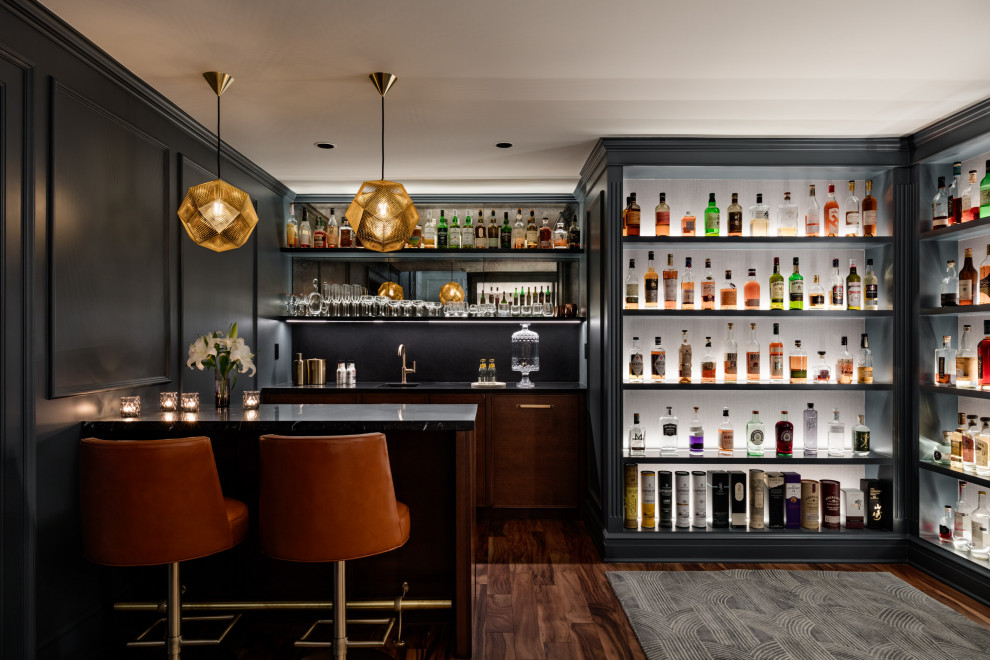 Large contemporary home bar in Seattle.