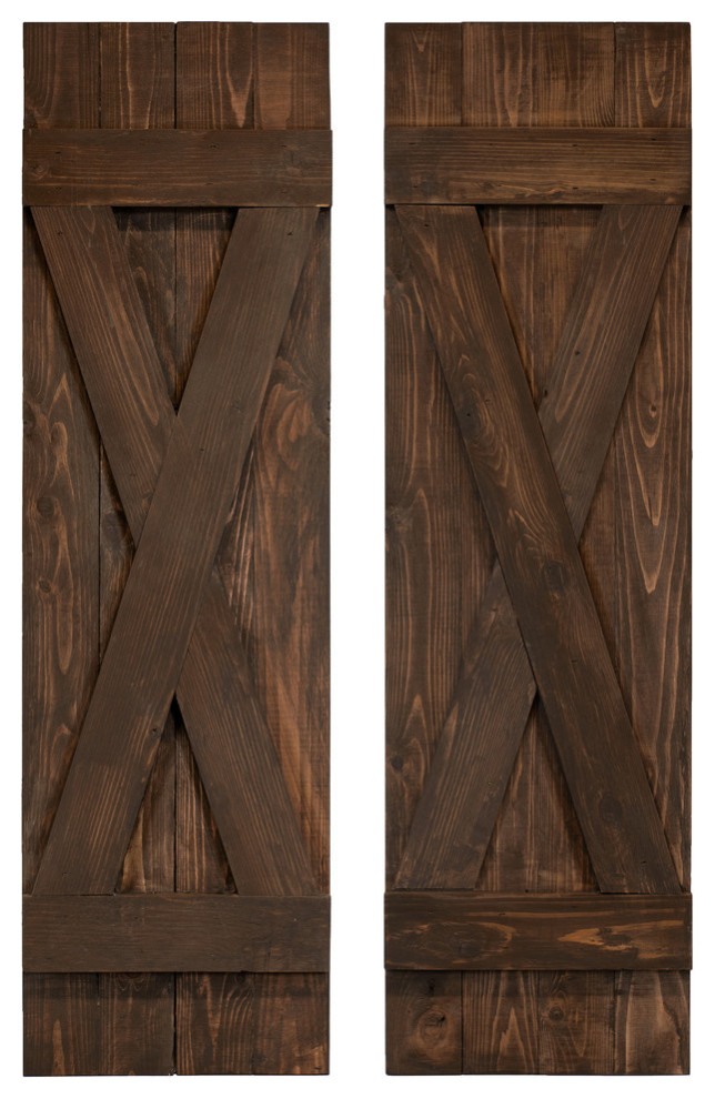 X Board and Batten Exterior Shutters Pair, 48" Traditional Exterior