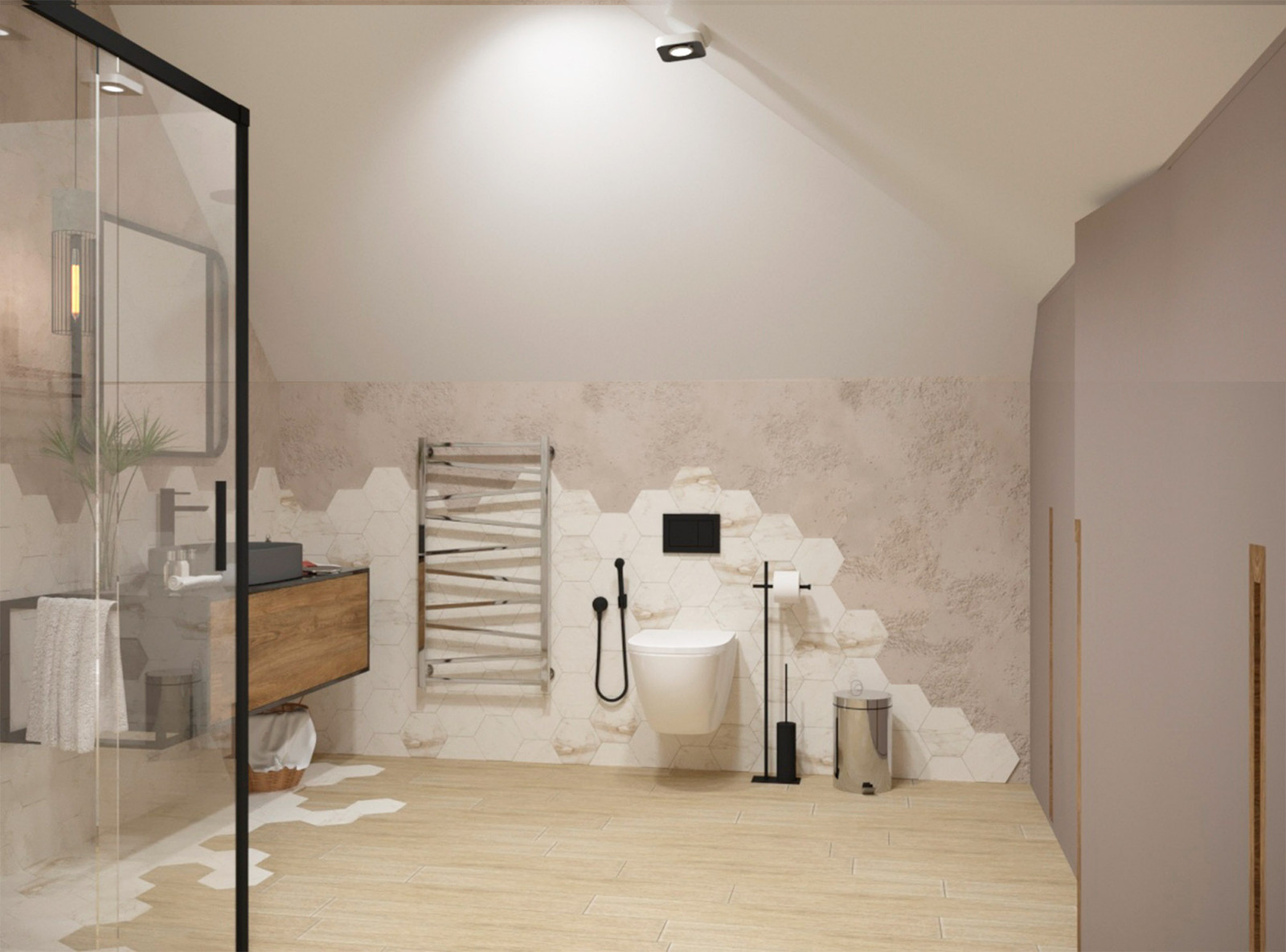 Интерьер мансардного этажа в стиле лофт