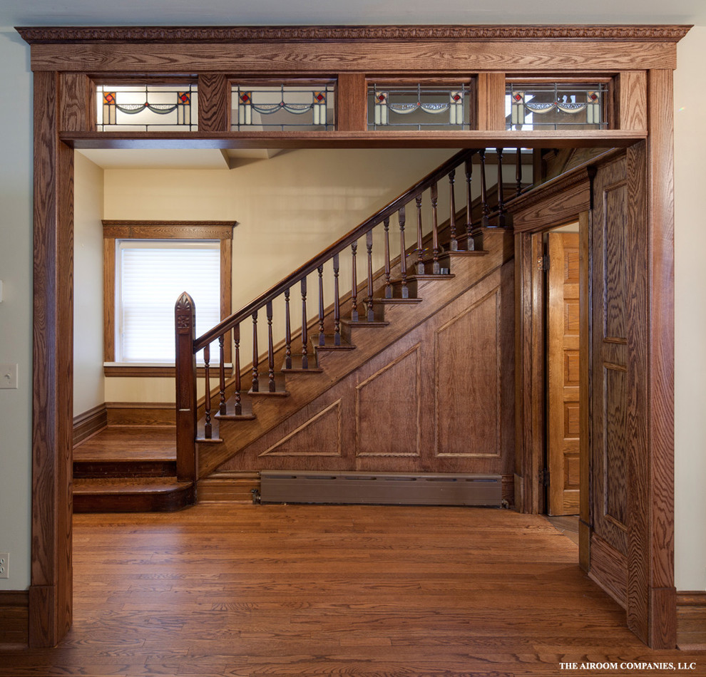 Traditional staircase in Chicago.