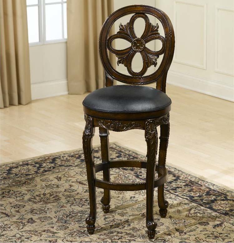 Hillsdale Rosalee Swivel Counter Stool in Distressed Cherry w/ Copper