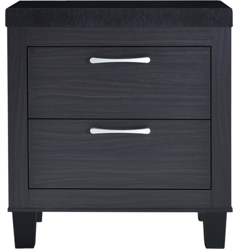 Titanic Furniture Harper Brown 2-Drawer Bedroom Nightstand with Silver ...