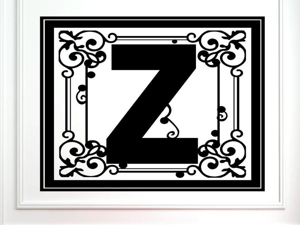 Monogram "Z", Wall Decor Stickers Contemporary Wall Decals by