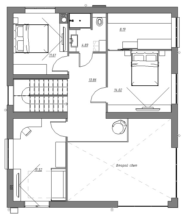 Двухэтажный дом с открытой террасой