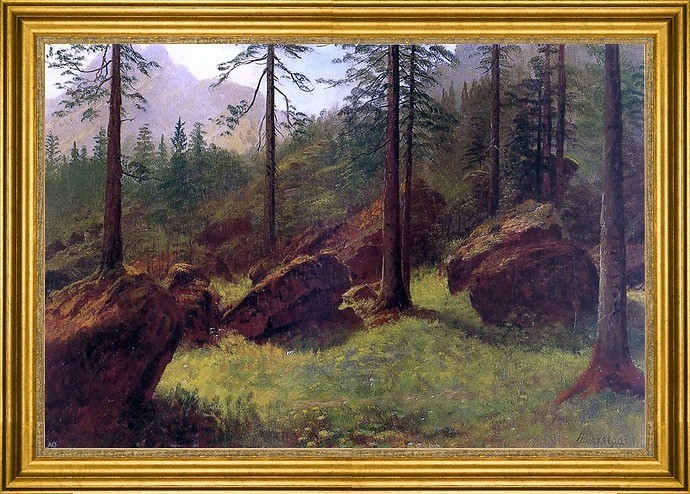 Albert Bierstadt-16"x24" Framed Canvas