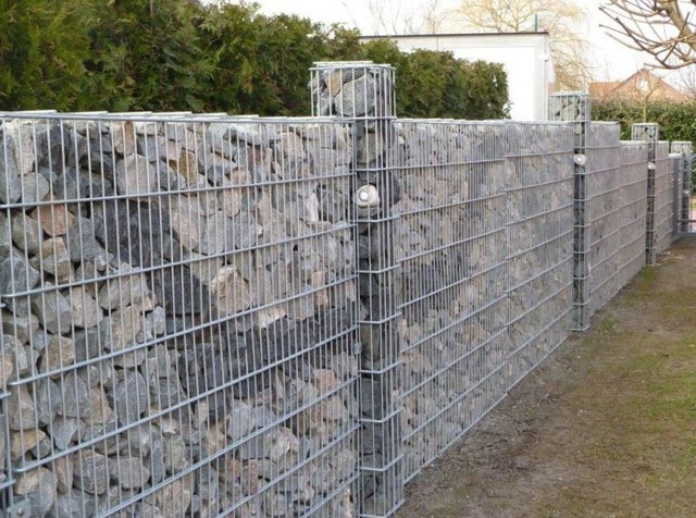 Geschwungene Gabionen Steinzaun Contemporary Annan Av Frank