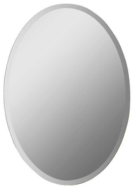 Odelia Oval Bevel Frameless Wall Mirror, Frameless Oval Beveled Bathroom Mirror
