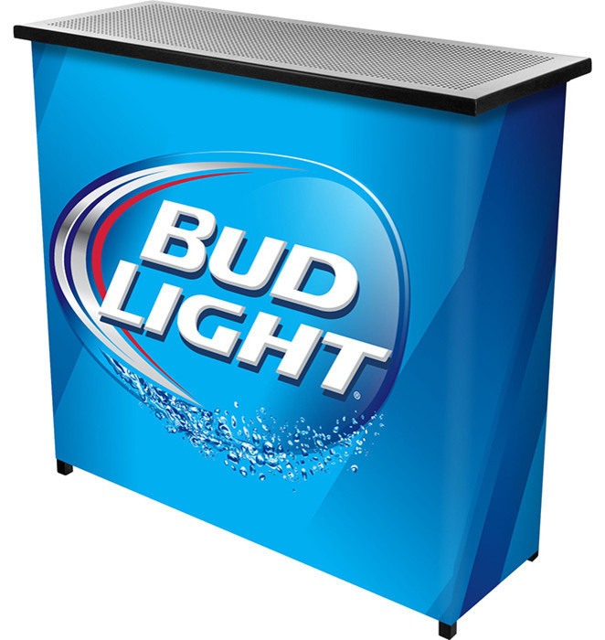Bud Light Metal 2 Shelf Portable Bar Table w/ Carrying Case