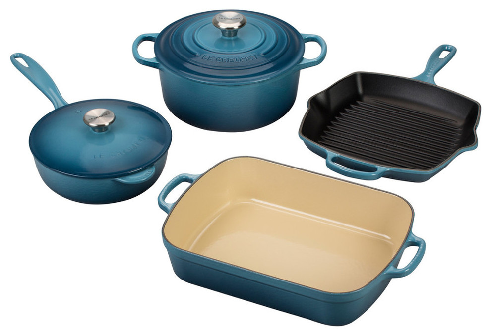 Le Creuset Signature Marine Enameled Cast Iron 6 Piece Cookware Set