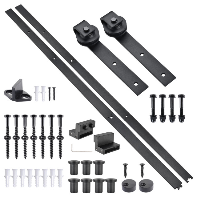 Aquaterior 8 Ft Sliding Barn Door Hardware Kit Closet Hang Style Track