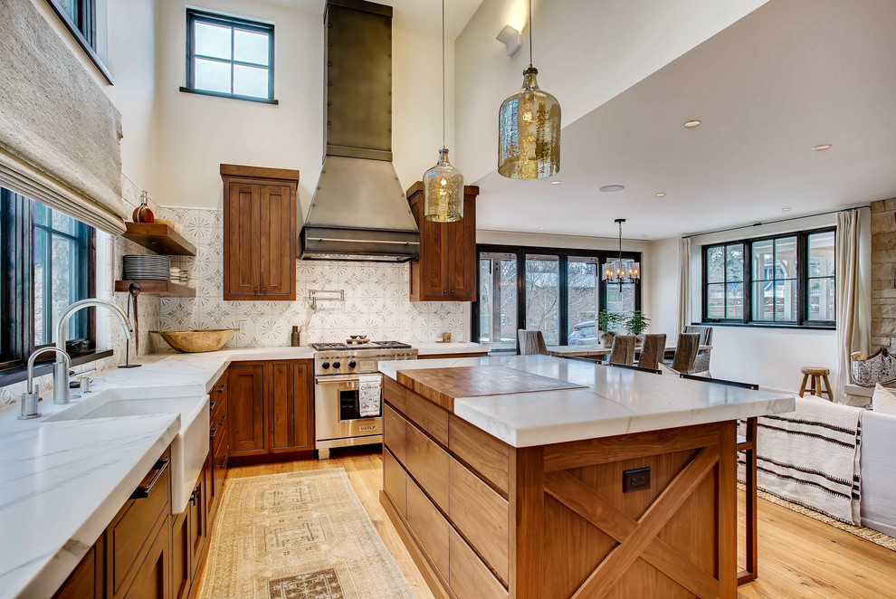 Mountain style kitchen photo in Denver