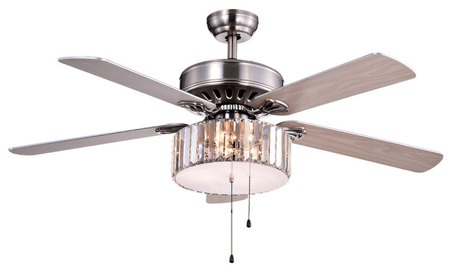 Kimalex Wood Nickel Crystal Ceiling Fan Contemporary Ceiling