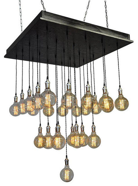 Industrial Tiered Chandelier, L E D Bulbs, Suspended Mount