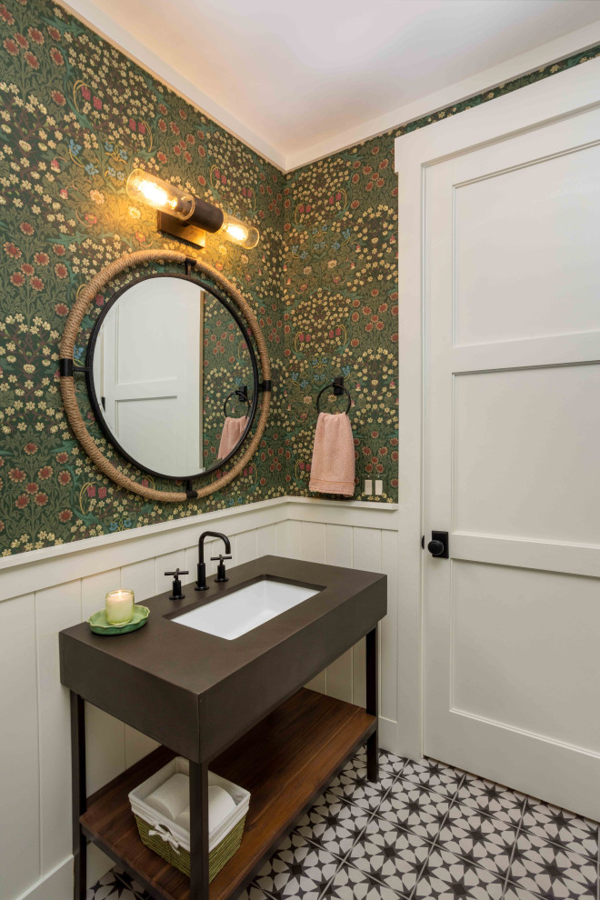 Photo of a beach style powder room in Other.