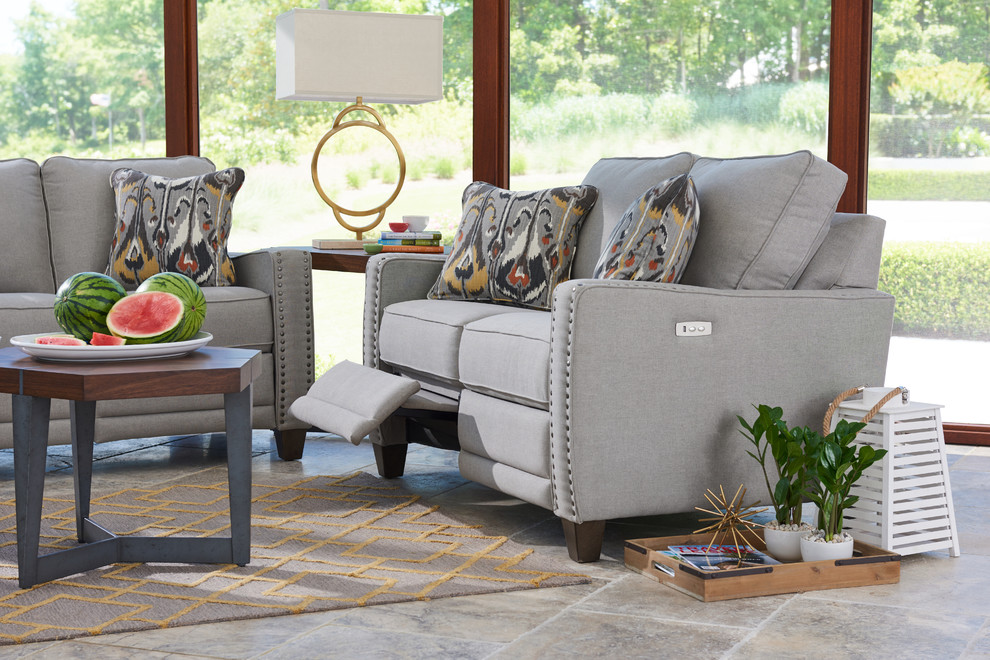 Makenna Duo Reclining Sofa by LaZBoy shown in Dove Contemporary