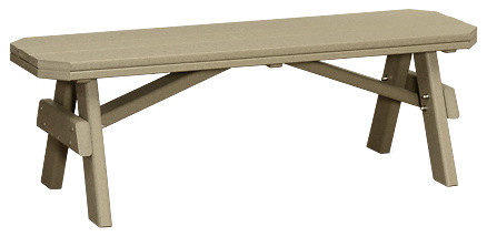 Outdoor Poly Lumber Mission Style 54 Bench Weathered Wood
