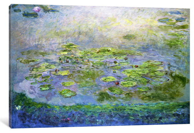 60/"x26/" WATER LILIES MORNING by CLAUDE MONET PURPLE BLUE WATER Repro CANVAS