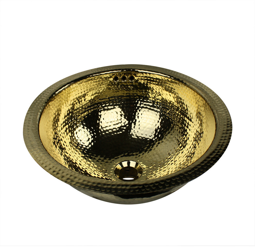 Nantucket Sinks RLBOF Hammered Brass Undermount Bathroom Sink w
