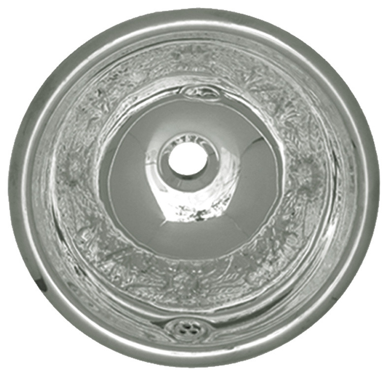 Round Floral Pattern Drop-In Basin With Overflow& 1 1, 4 Center Drain