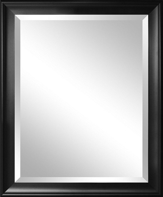 Beveled Glass Bathroom Wall Mirror With Black Frame 34x28 Inch Transitional Bathroom Mirrors By Hilton Furnitures