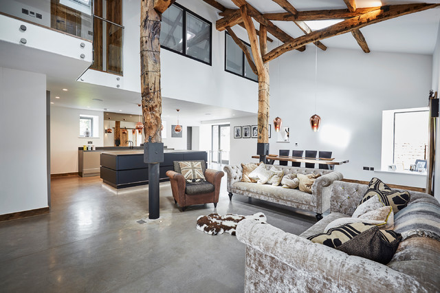 Barn conversion - Black & Magic Grey handle-less kitchen country-living-room
