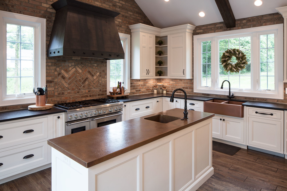 This is an example of a large rustic kitchen in Cincinnati.