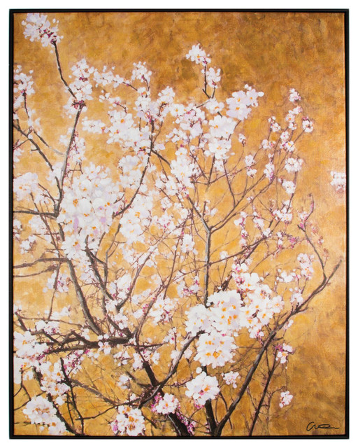 Oriental Blossom Framed Hpainted Cnvs