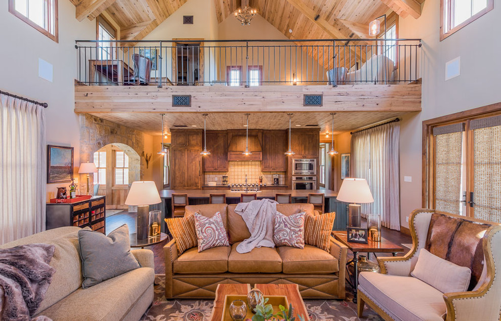 Example of a mountain style living room design in Austin