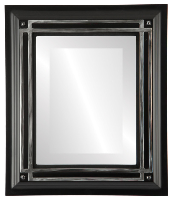 Imperial Framed Rectangle Mirror In Matte Black With Silver Imperial Framed Rectangle Mirror In