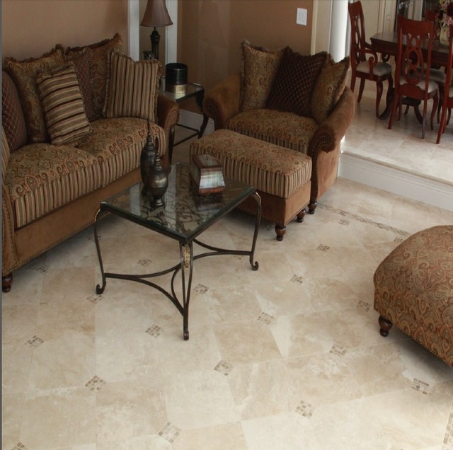 Elegant Durango Travertine Tile - Traditional - Living Room - New York - by Elegant Tile and Stone