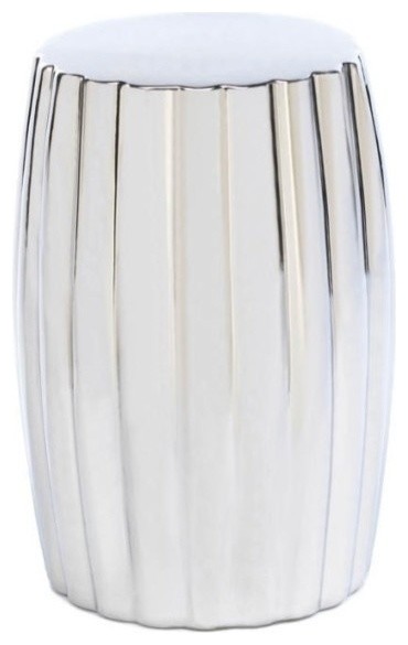 Silver Decorative Stool Contemporary Accent And Garden Stools