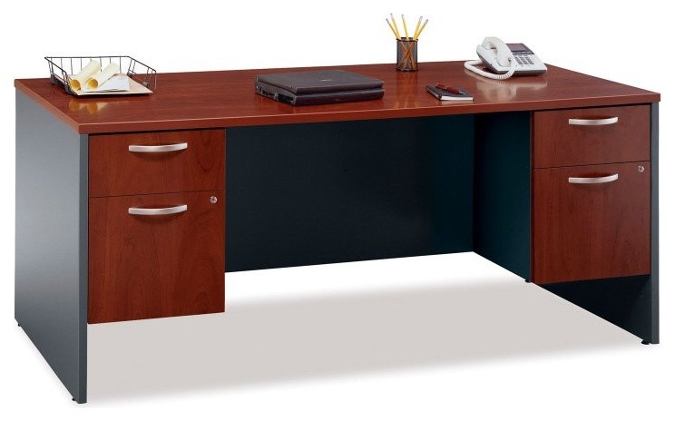 Bush Series C 72 Inch Desk with File Pedestals In Hansen Cherry - BHI430
