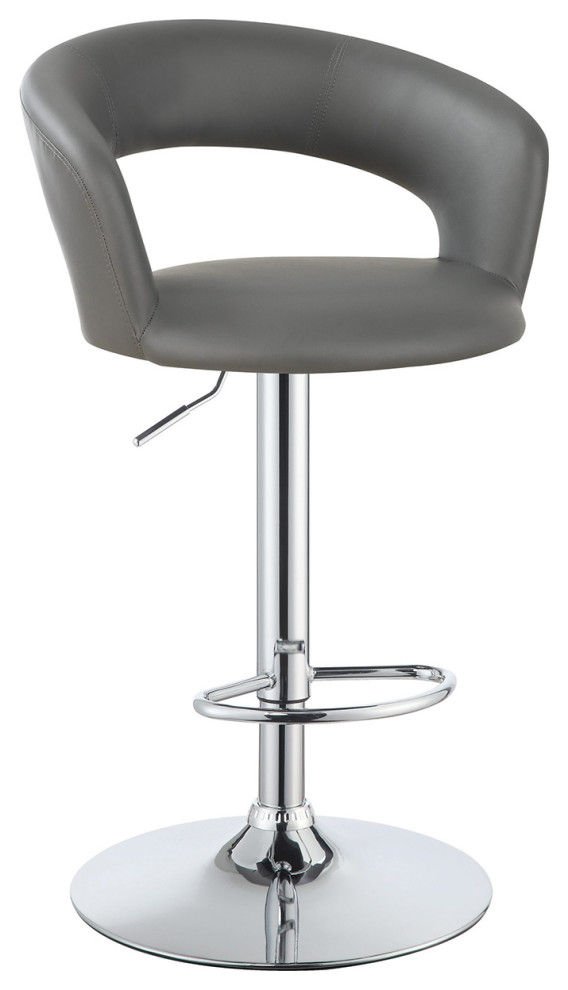 Faux Leather Adjustable Height Bar Stool Chrome and Gray Contemporary Bar Stools And Counter
