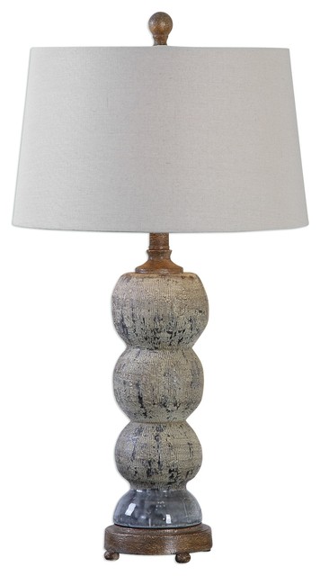 Distressed Blue Gray Stacked Spheres Table Lamp Rustic Cottage Distressed Blue Gray Stacked Spheres Table Lamp Rustic Cottage