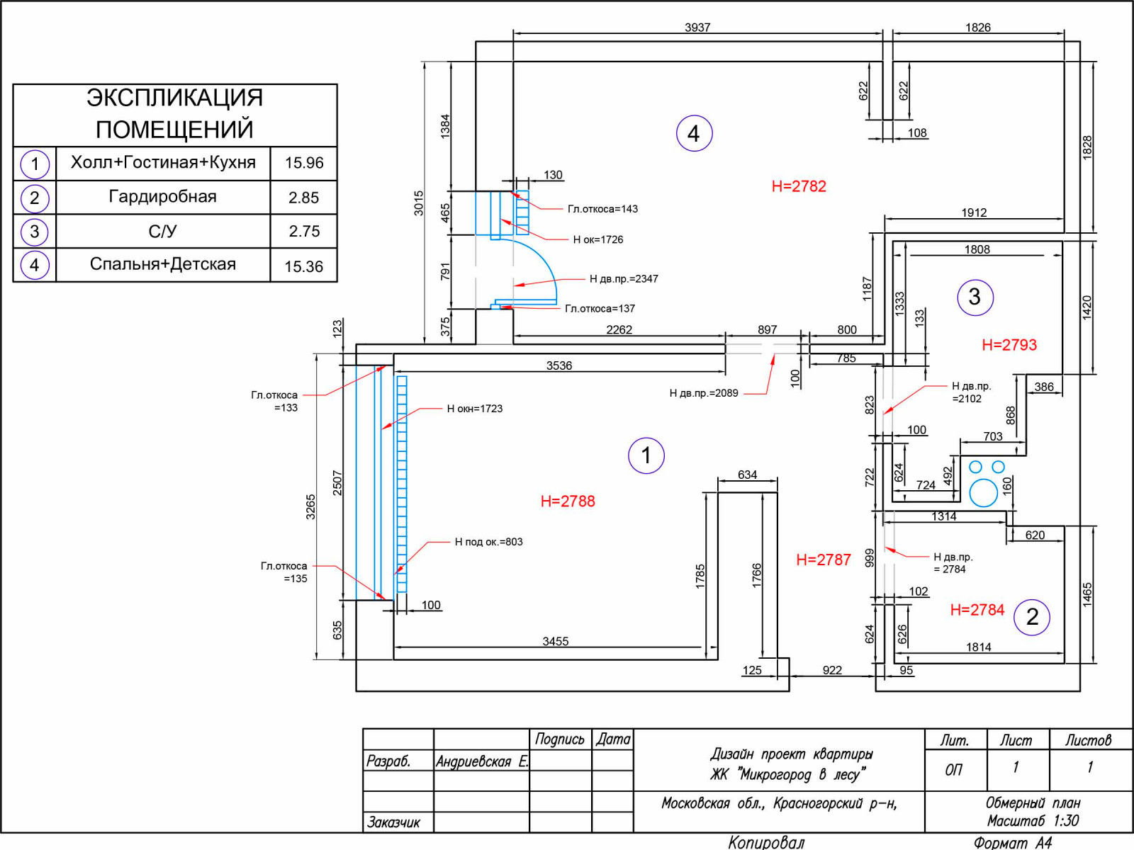 Чертежи в ЖК «Микрогород в лесу».